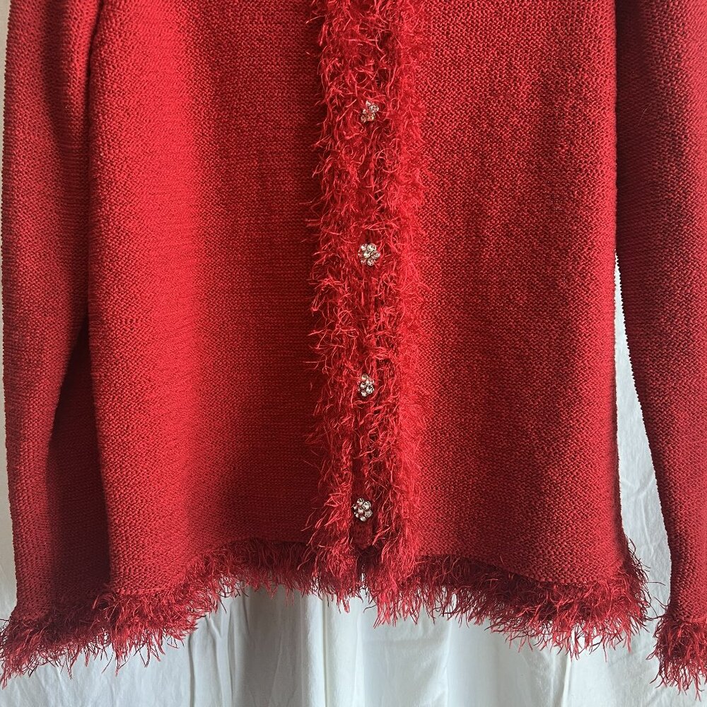 Women's Laura Ashley Cardigan Holiday jeweled button-up - Picture 4 of 5